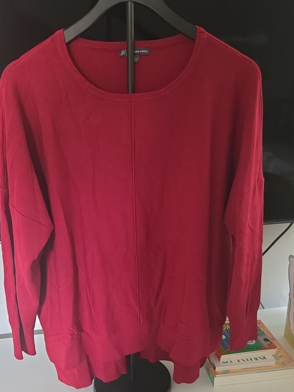 Adrianna Papell Red Knit Crewneck Sweater